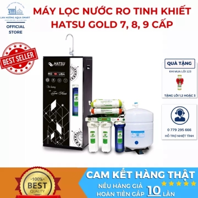 Máy Lọc Ro Tinh Khiết Hatsu Gold 7, 8 , 9 Cấp Lọc Loại Bỏ Các Tạp Chất Loại Kim Loại Nặng Vi Khuẩn Độc Hại Bảo Hành 12 Tháng