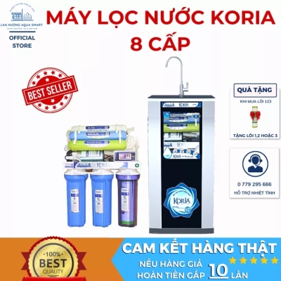 Máy Lọc Nước Koria 8 Cấp 8 Lõi Lọc Các Tạp Chất Loại Kim Loại Nặng Vi Khuẩn Độc Hại Bảo Hành 12 Tháng